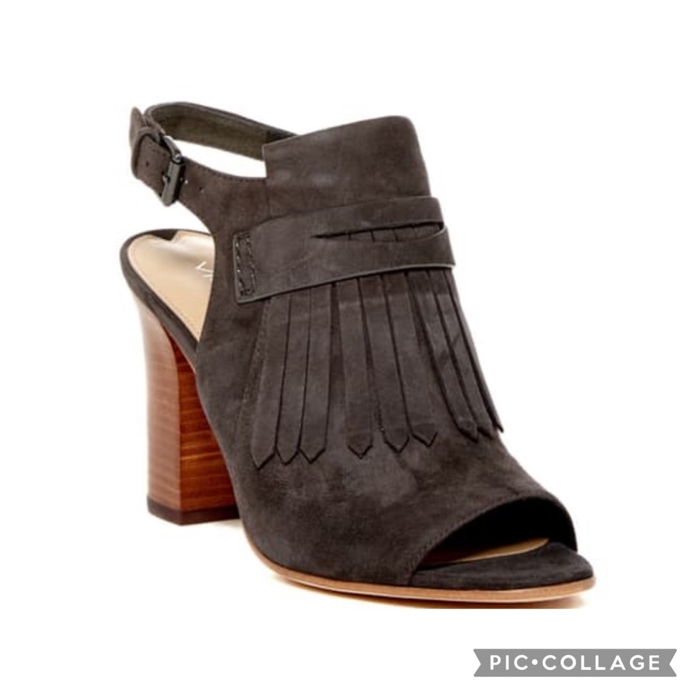 Via Spiga Fringe Slingback sandal heels